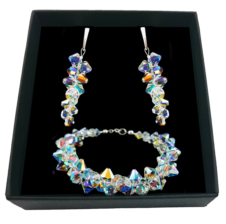SVADOBNÁ SADA klastrov SWAROVSKI krištáľ AB 1720