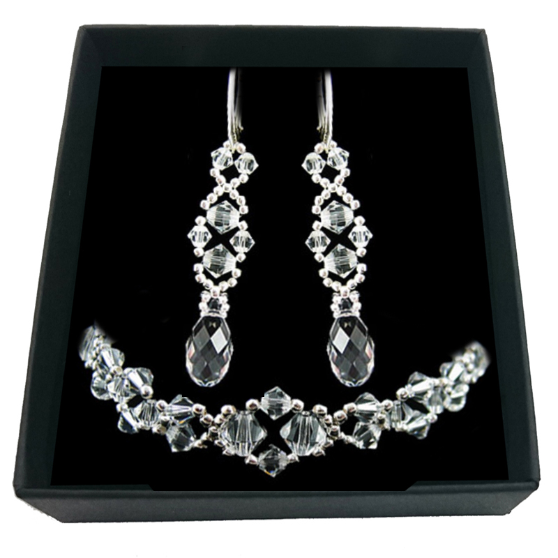Strieborná SVADOBNÁ súprava s kryštálmi SWAROVSKI 1740