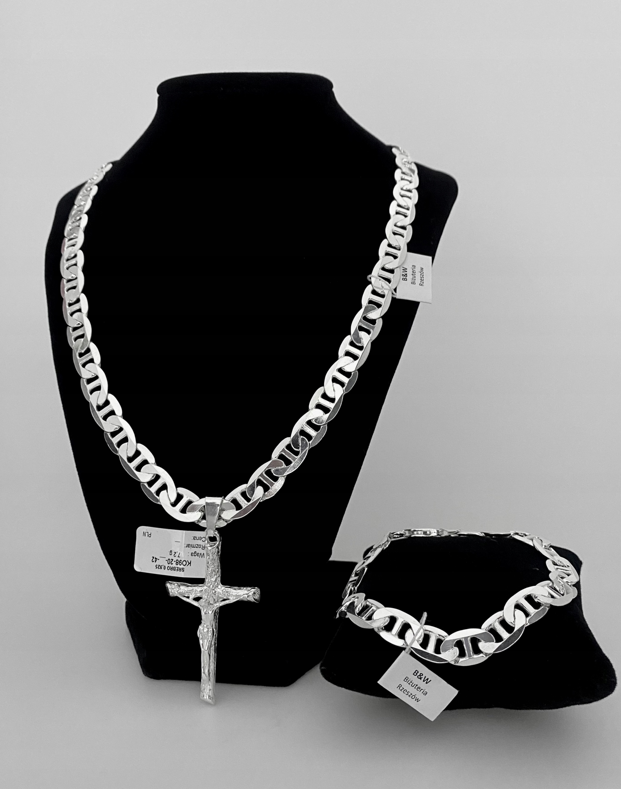 Strieborná súprava 10,3 mm Gucci 55 cm + Krzyż Pr.925