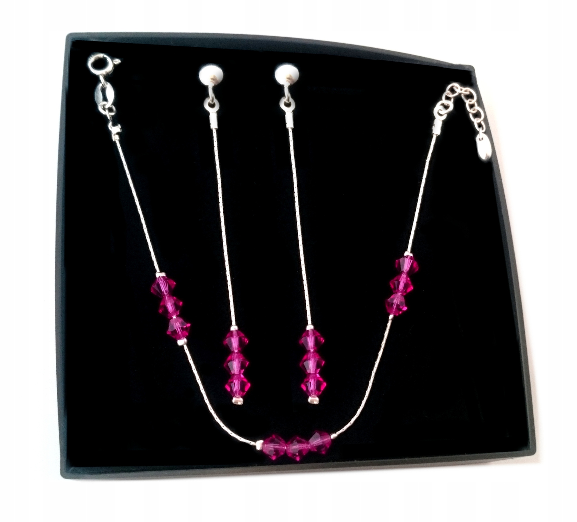 Svadobná sada SWAROVSKI SILVER PINK FUCHSIA PINK