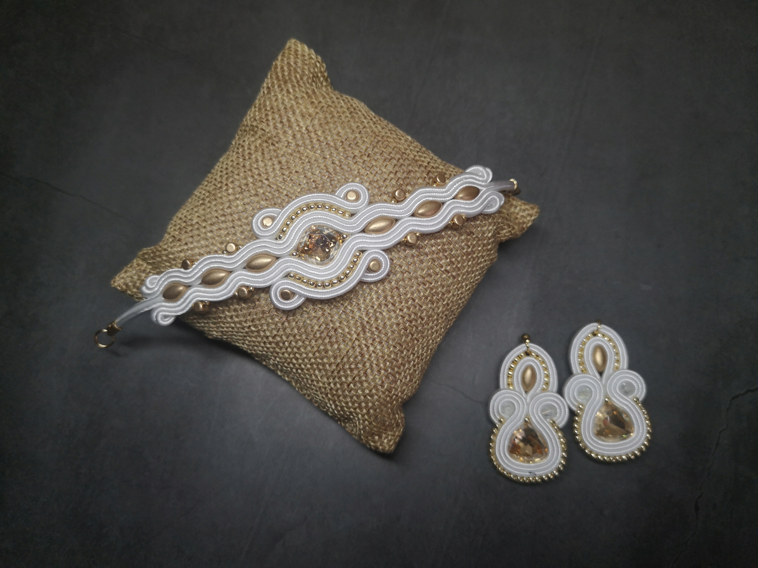 Sada svadobných šperkov vrkoč soutache handicraft