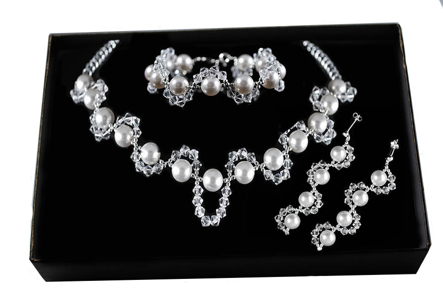 Sada svadobného náhrdelníka SWAROVSKI striebornej svadby KP82