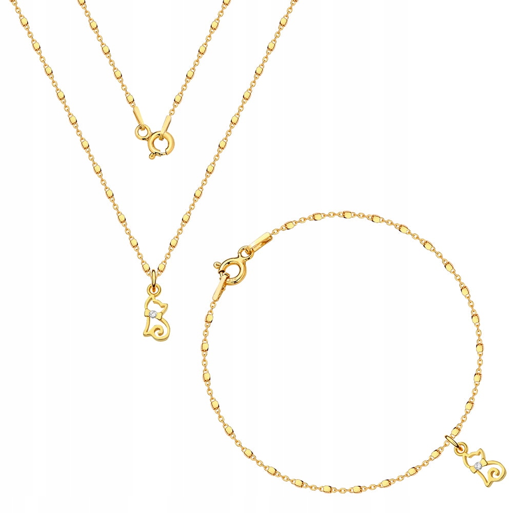 Pozlátená sada s mačiatkom mačičky Swarovski