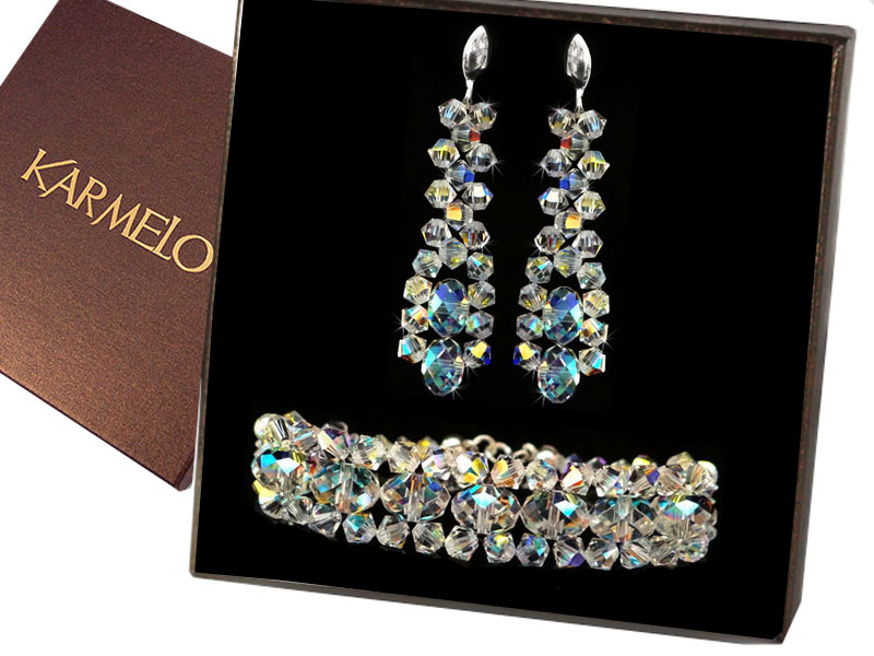 Svadobná sada s kryštálmi Swarovski KP28 colorAB