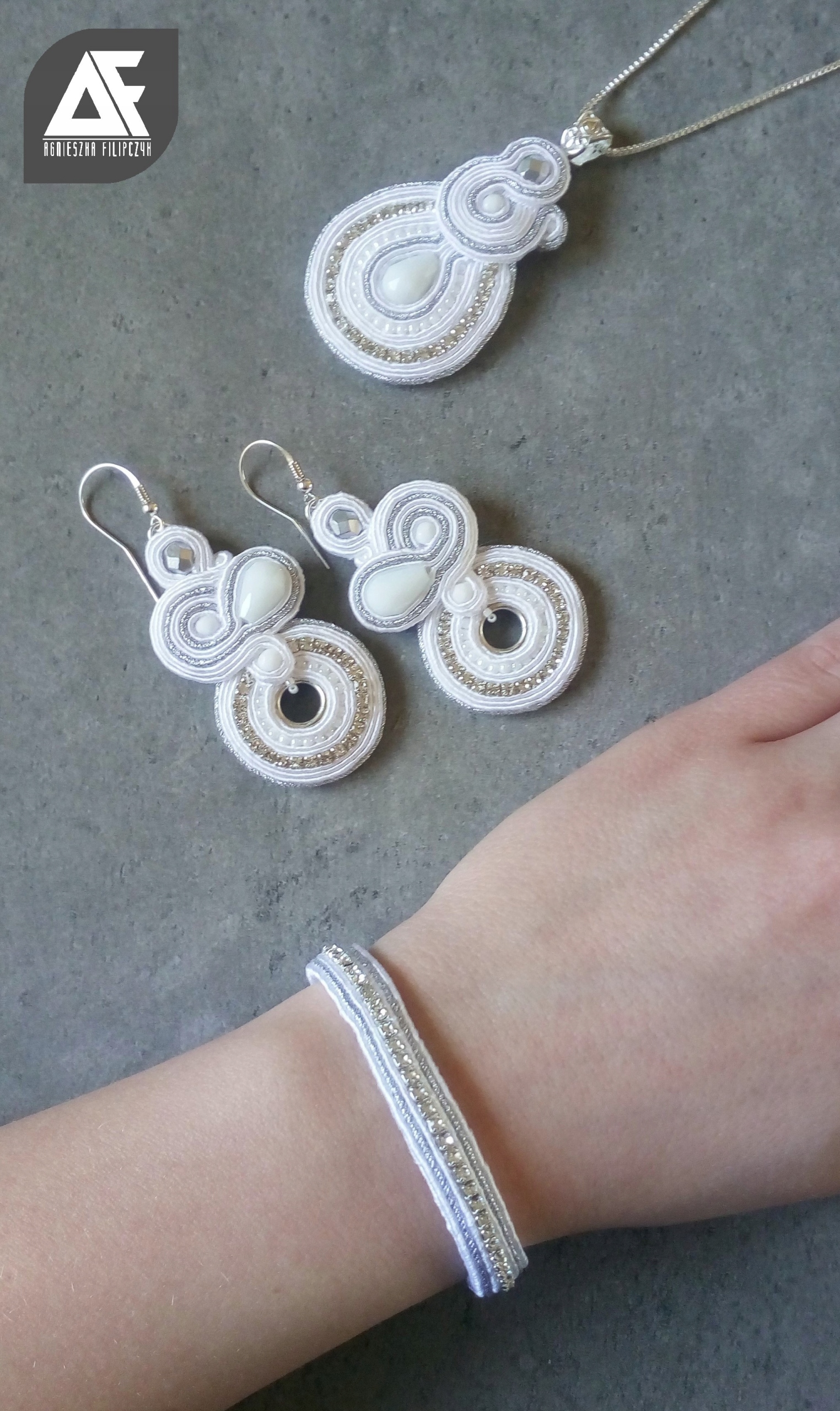 Sada svadobného soutache bieleho strieborného soutache 925