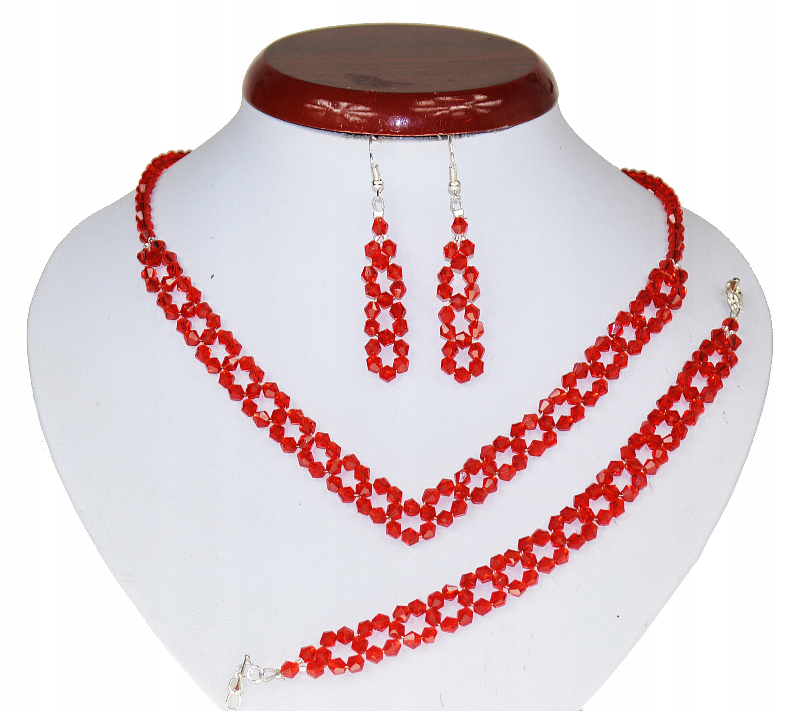 Večerný svadobný set strieborného červeného náhrdelníka