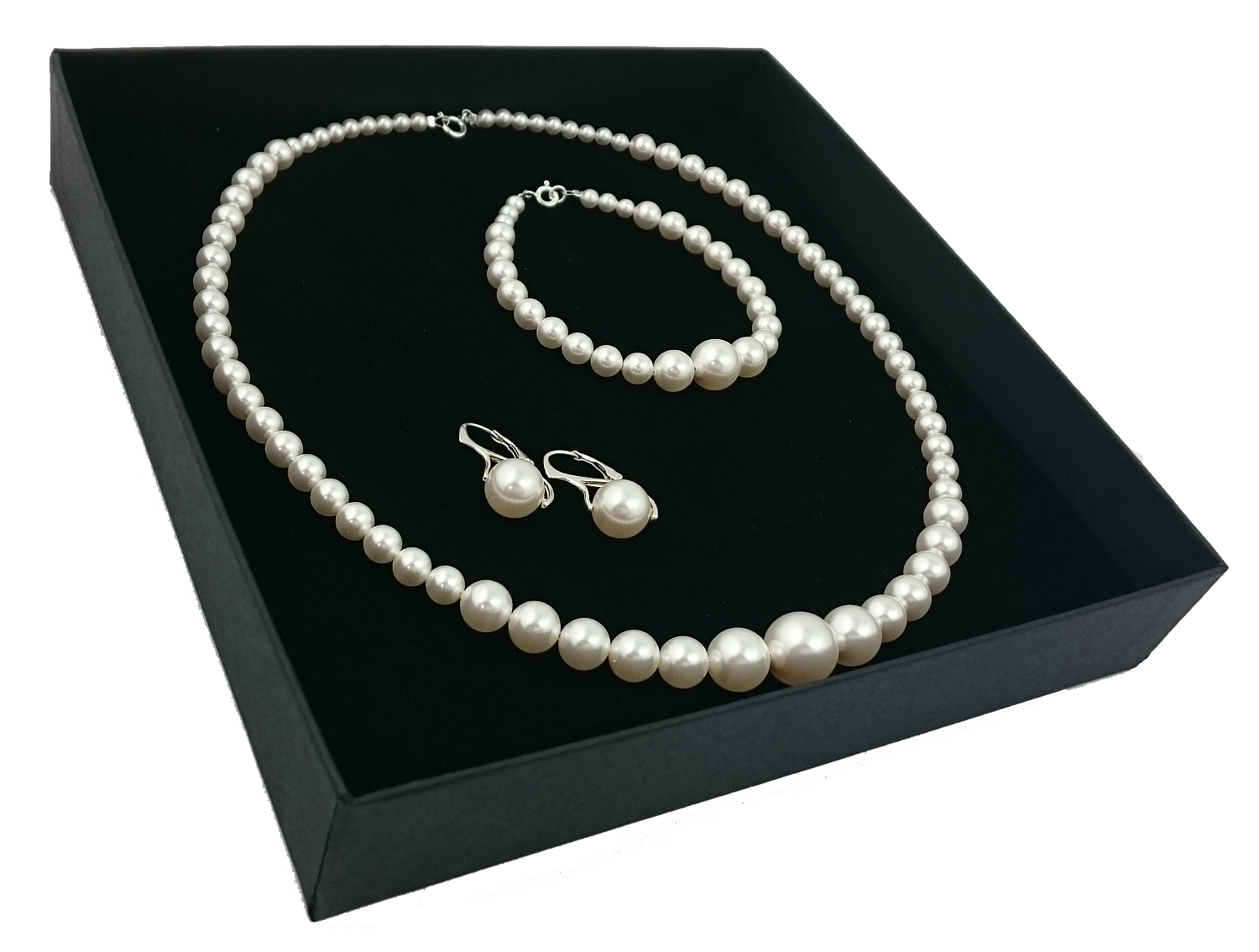 Svadobná súprava z bielych perál SWAROVSKI 1180