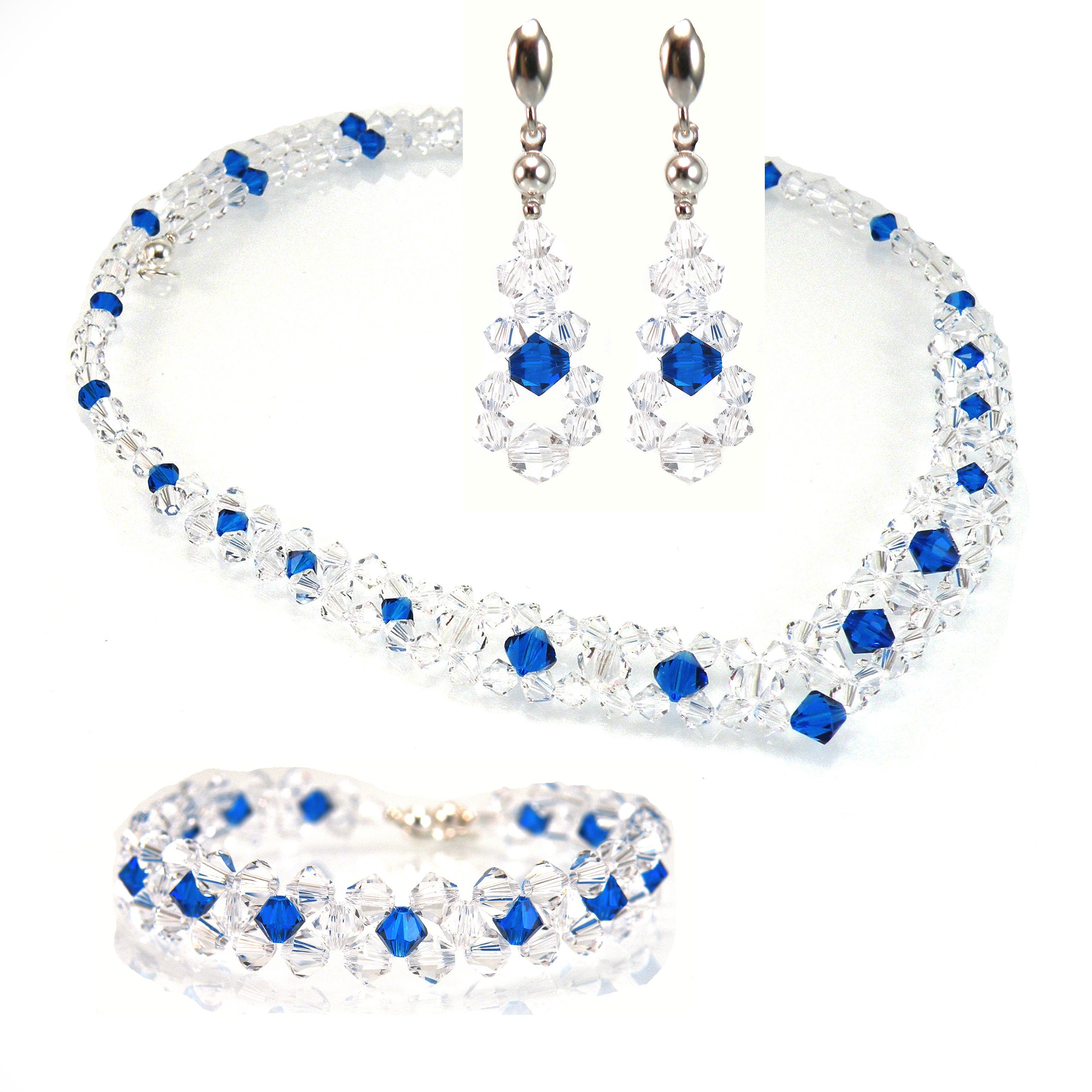 Svadobná sada s kryštálmi SWAROVSKI modrá