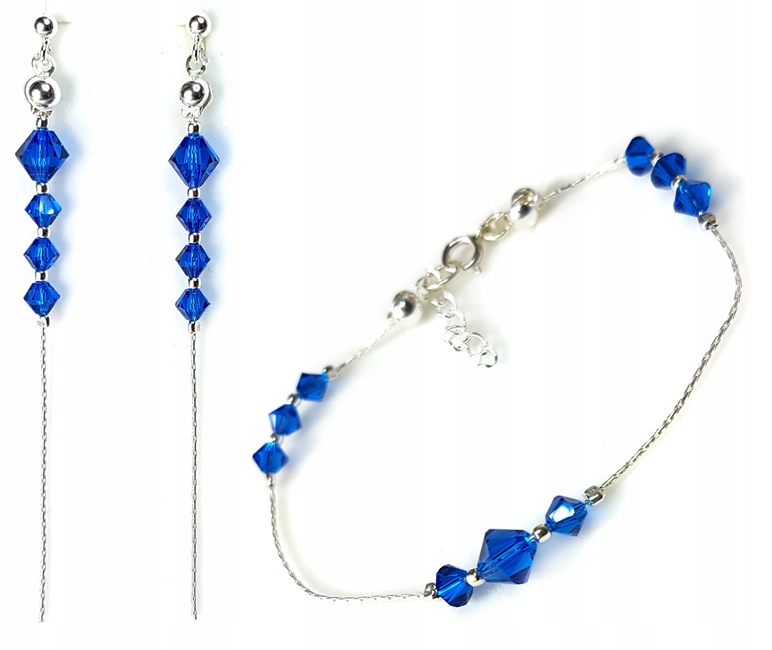 Svadobná sada vyrobená z kryštálov Swarovski Capri Blue