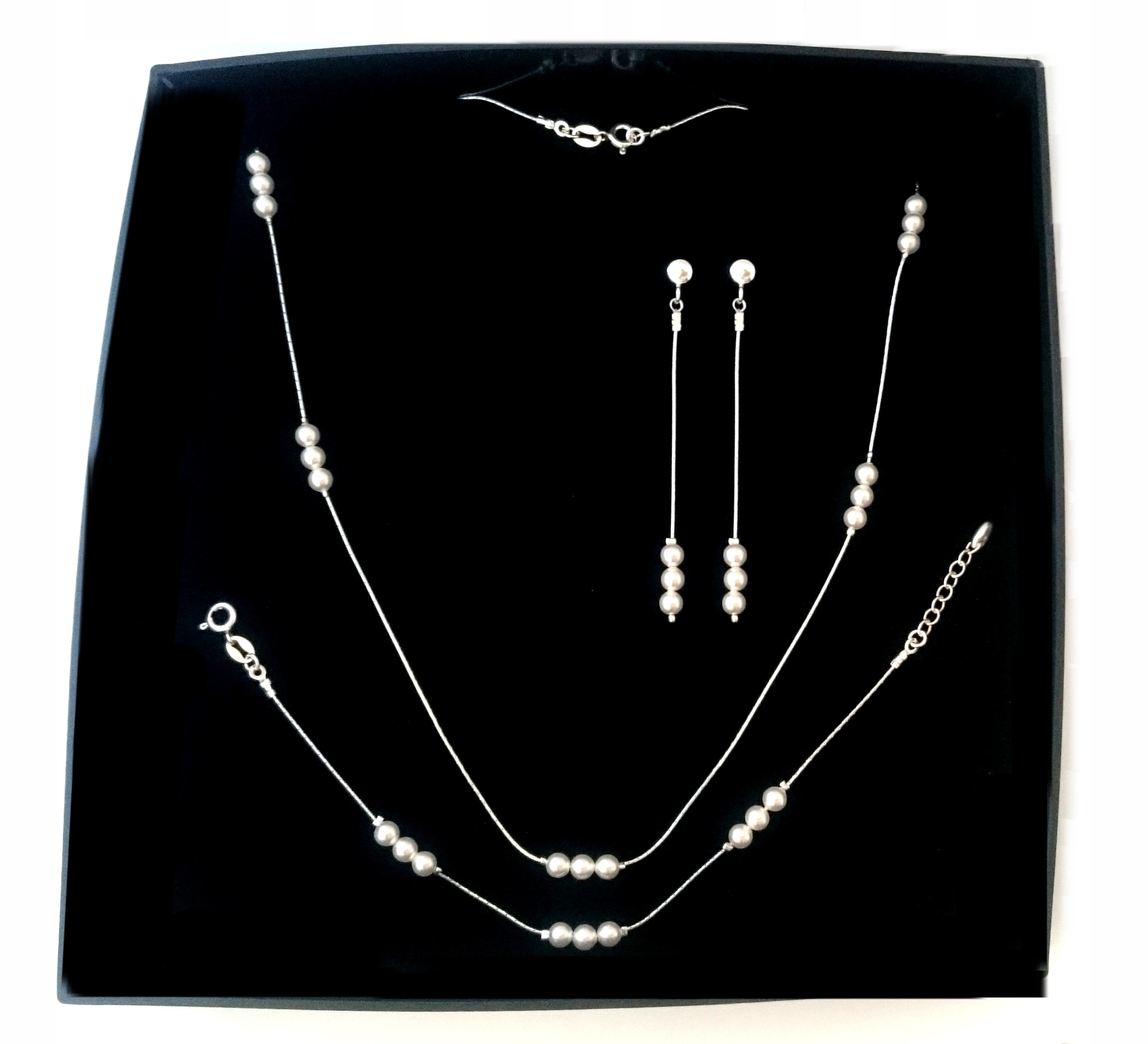 Strieborná svadobná sada 925 s perlami SWAROVSKI perly
