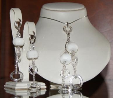 Kozmetický strieborný set CrystalCoral2 SWAROVSKI EL