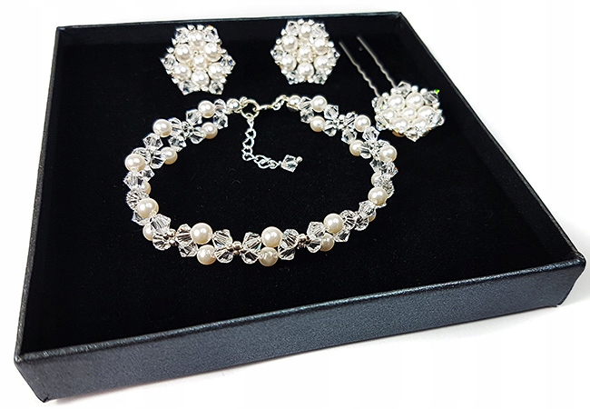 Sada vyrobená z kryštálov Swarovski a perál CRYSTAL