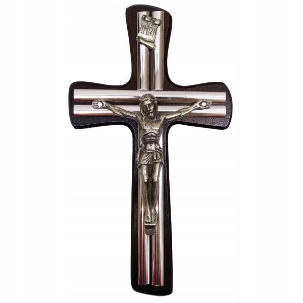 Drevený visiaci kríž 20 cm wenge s ... - 43734