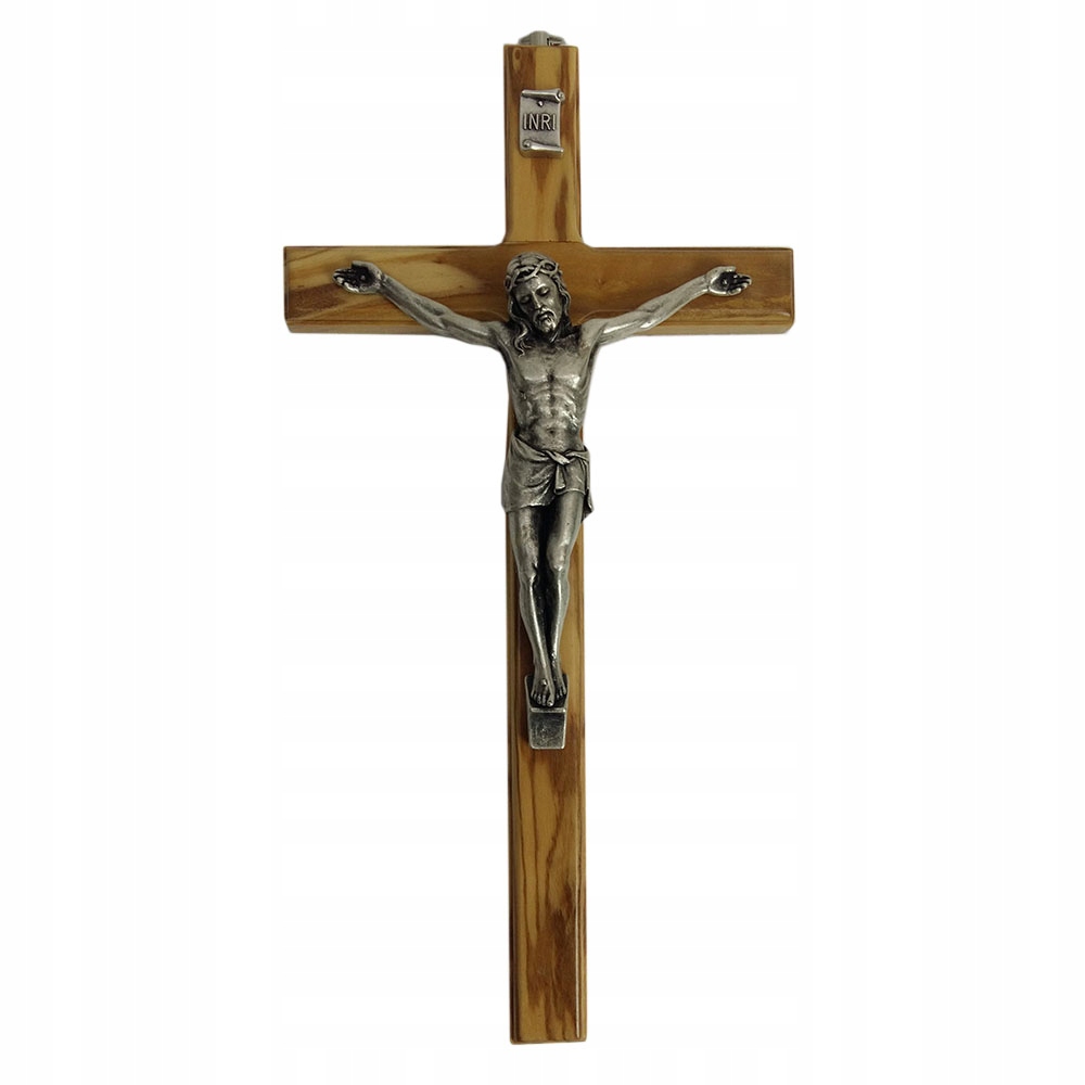 Drevený závesný kríž jasný 25 cm s ... - 62607