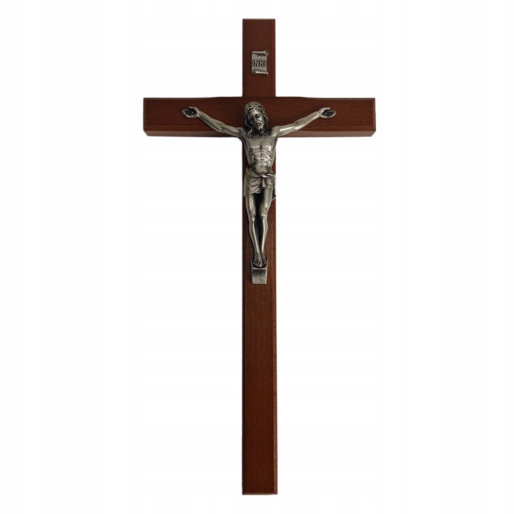 Tmavý drevený visiaci kríž 25 cm - 62601