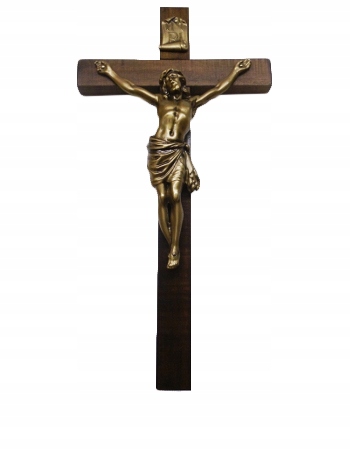 Tmavý drevený visiaci kríž 54 cm - 38291