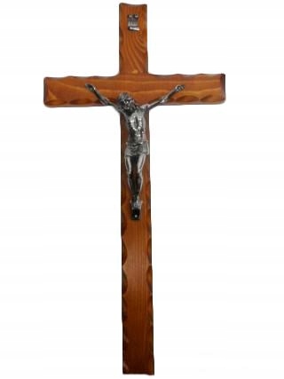 Drevený závesný kríž h60cm mahagón - 37814