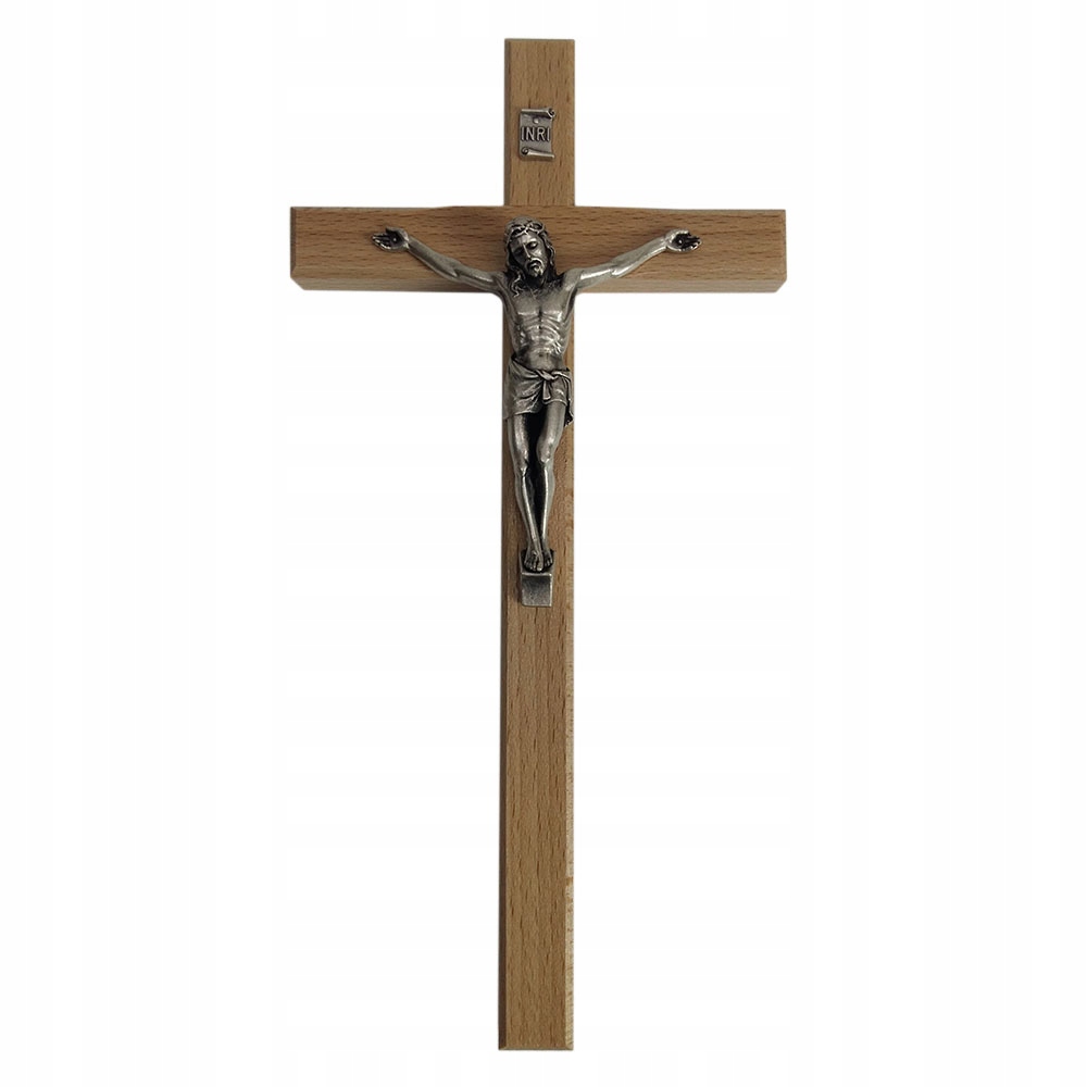 Drevený závesný kríž jasný 25 cm - 62600