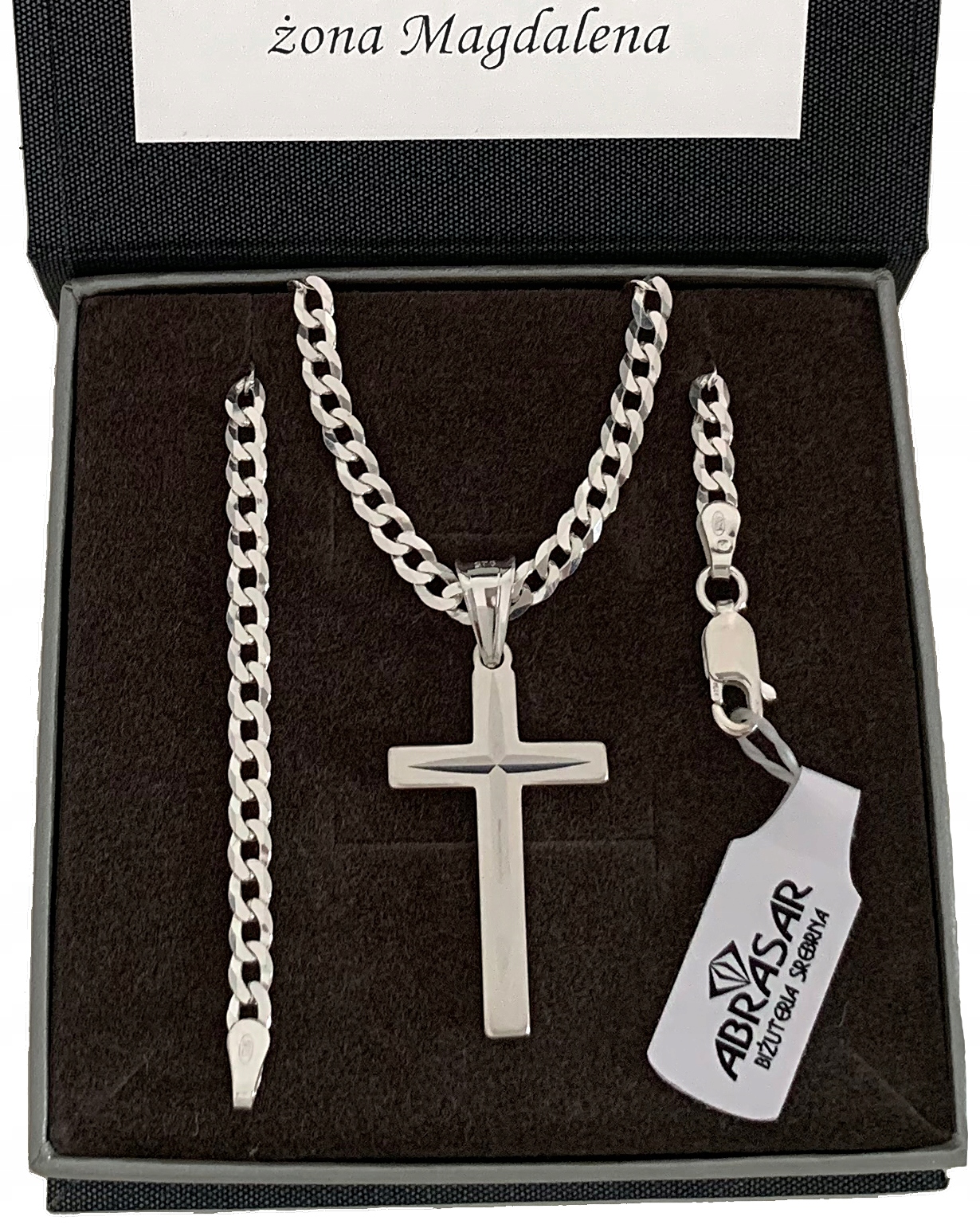Strieborný reťazec mužov 3,5 mm 45 cm +kríž