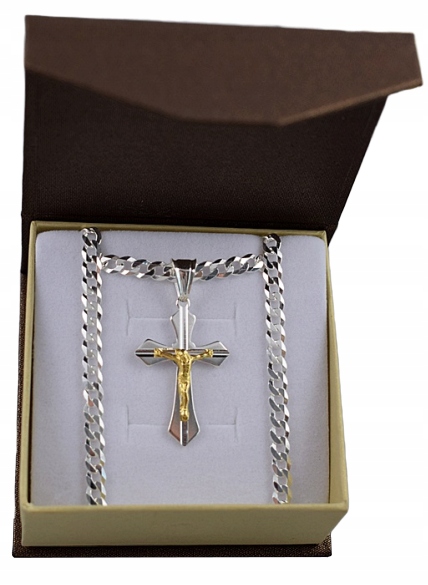 Strieborný reťazec +kríž / 50 cm. - 50%