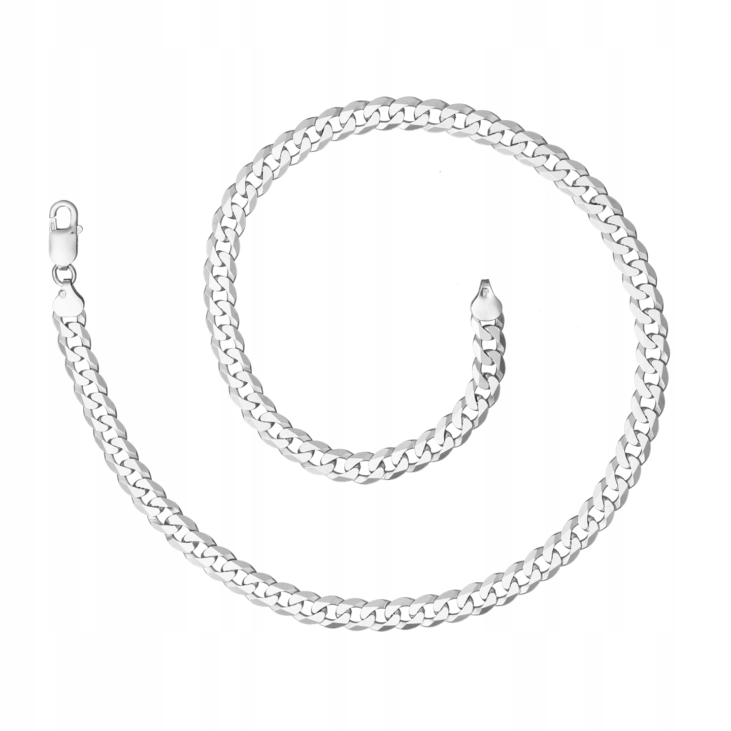 Strieborný reťazec Rhodium -rhled 50 cm 7,7 mm cesto