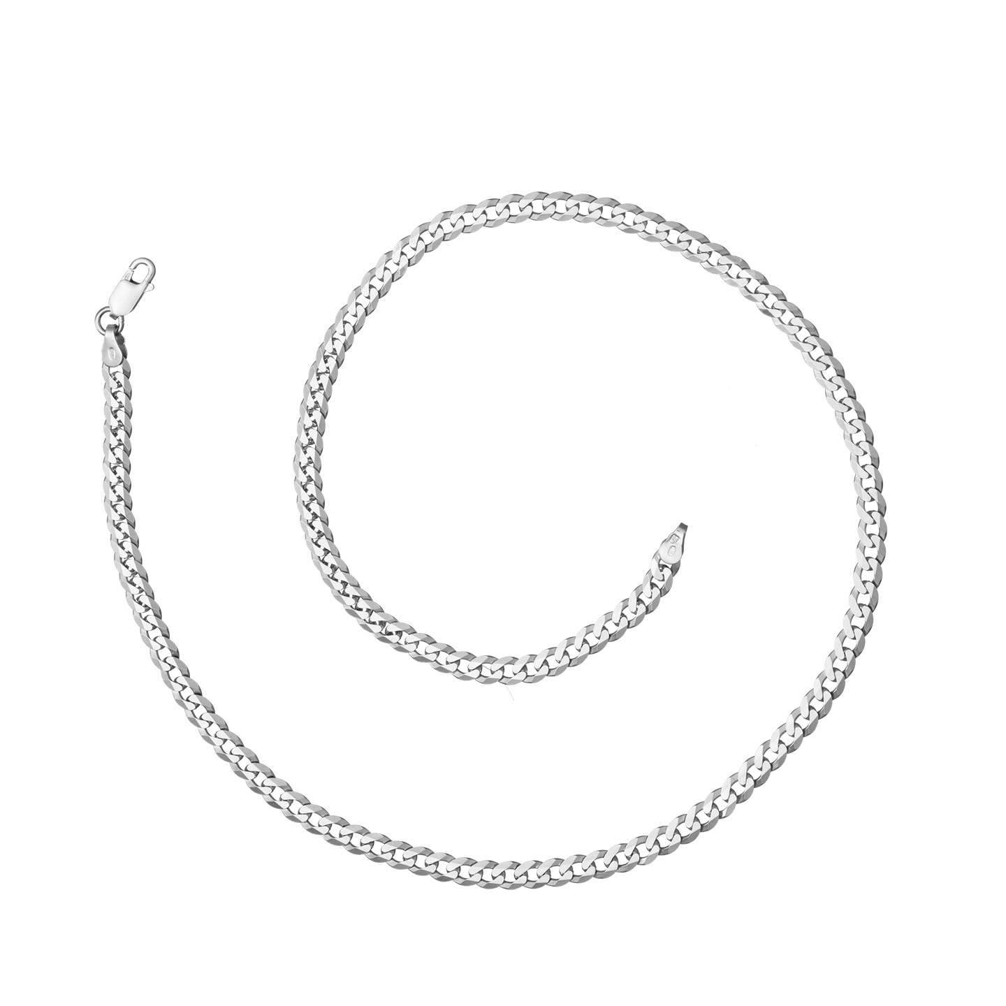 Strieborný reťazec Rhodium -rhled 55 cm cesto 5 mm