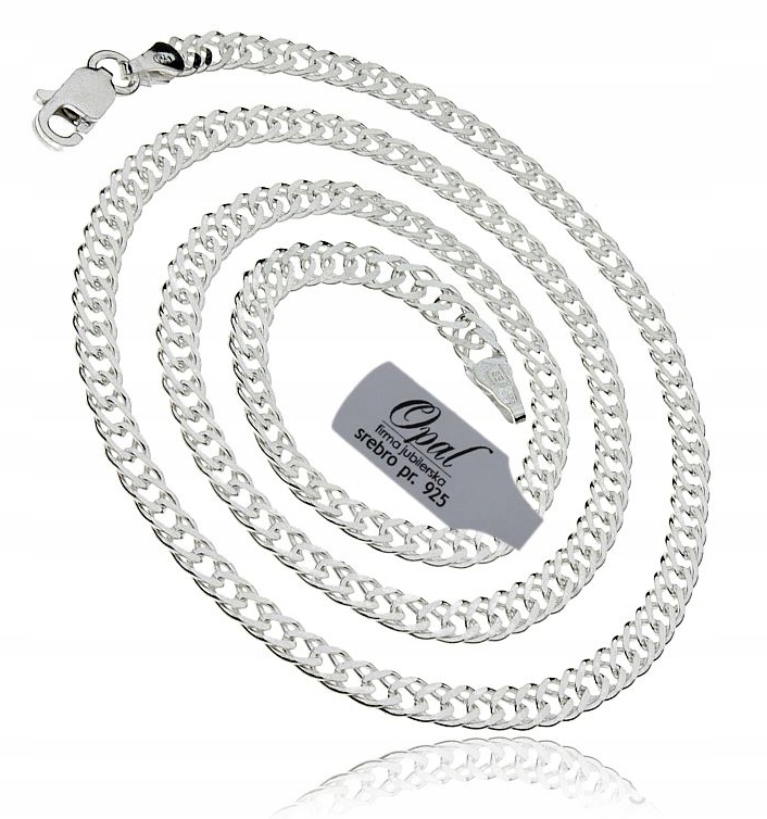 Strieborný reťazec rhombus 60 cm elegantný lesklý lesklý