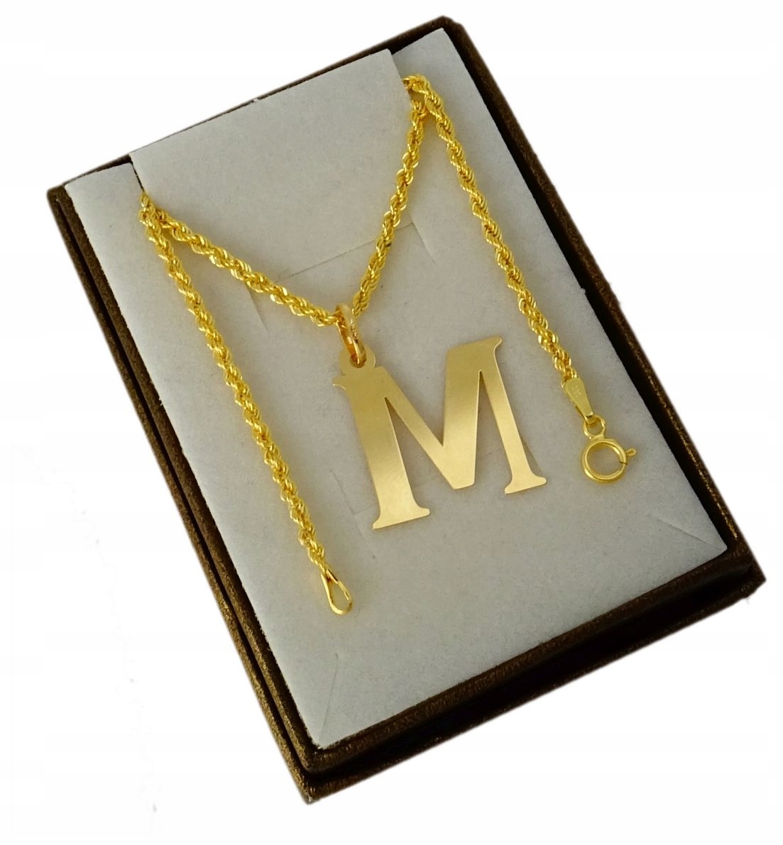 50 cm zlatý reťazec. + Písmeno M 585 / Gravírovanie