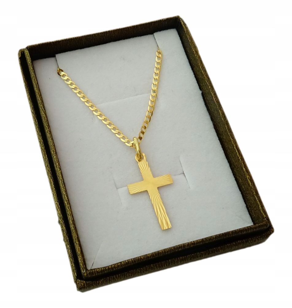 Reťaz zlatej podložky + kríž 50 cm. PR. 585