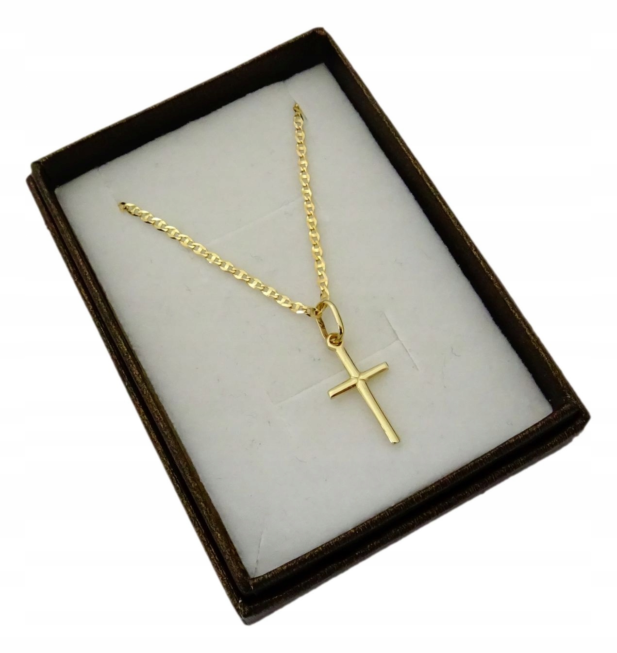 Zlatý reťazec plný + kríž 45 cm. PR. 585