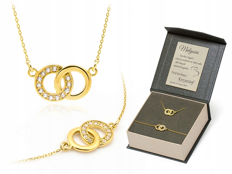 Reťaz a náramok Gold P585 Darček +gravírovanie
