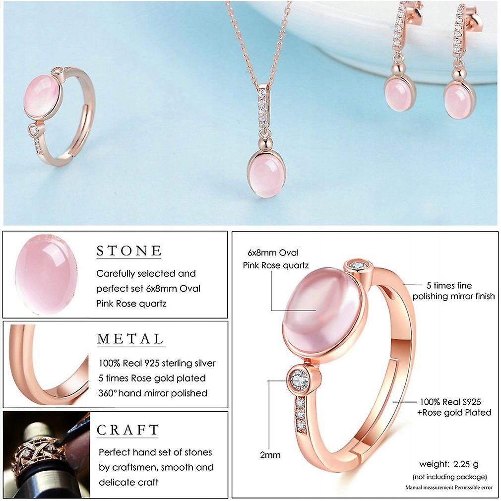 Lamoon Gemstone Oval-Egg Rose Quartz 925 Sterling