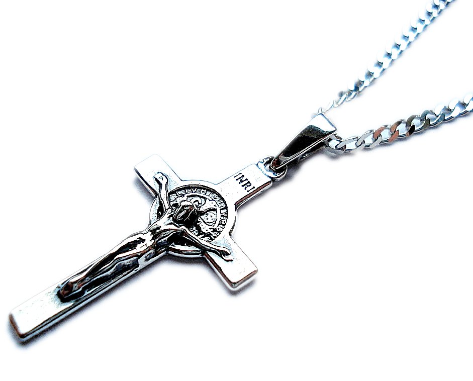 Reťazec 60 cm + kríž St. Benedikt Silver 925