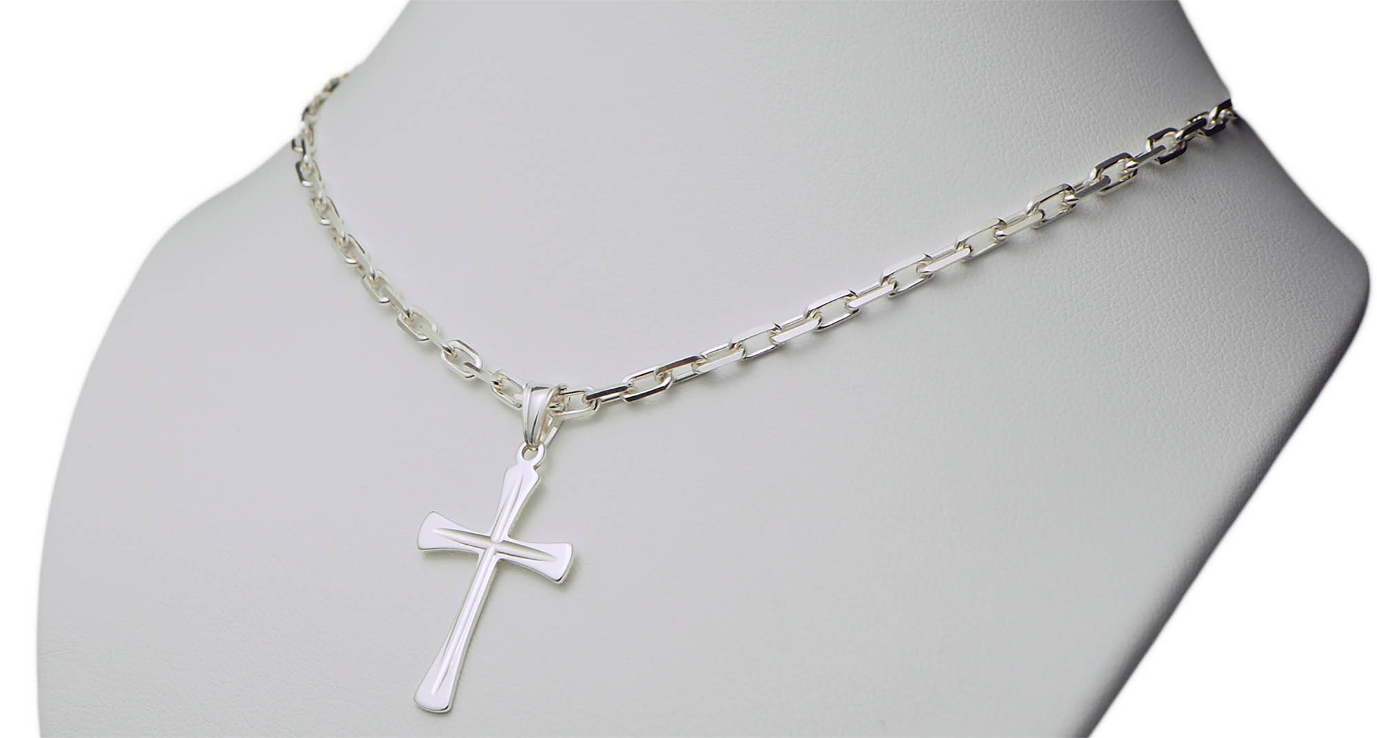 Pánsky reťazec Ankier Silver +Cross