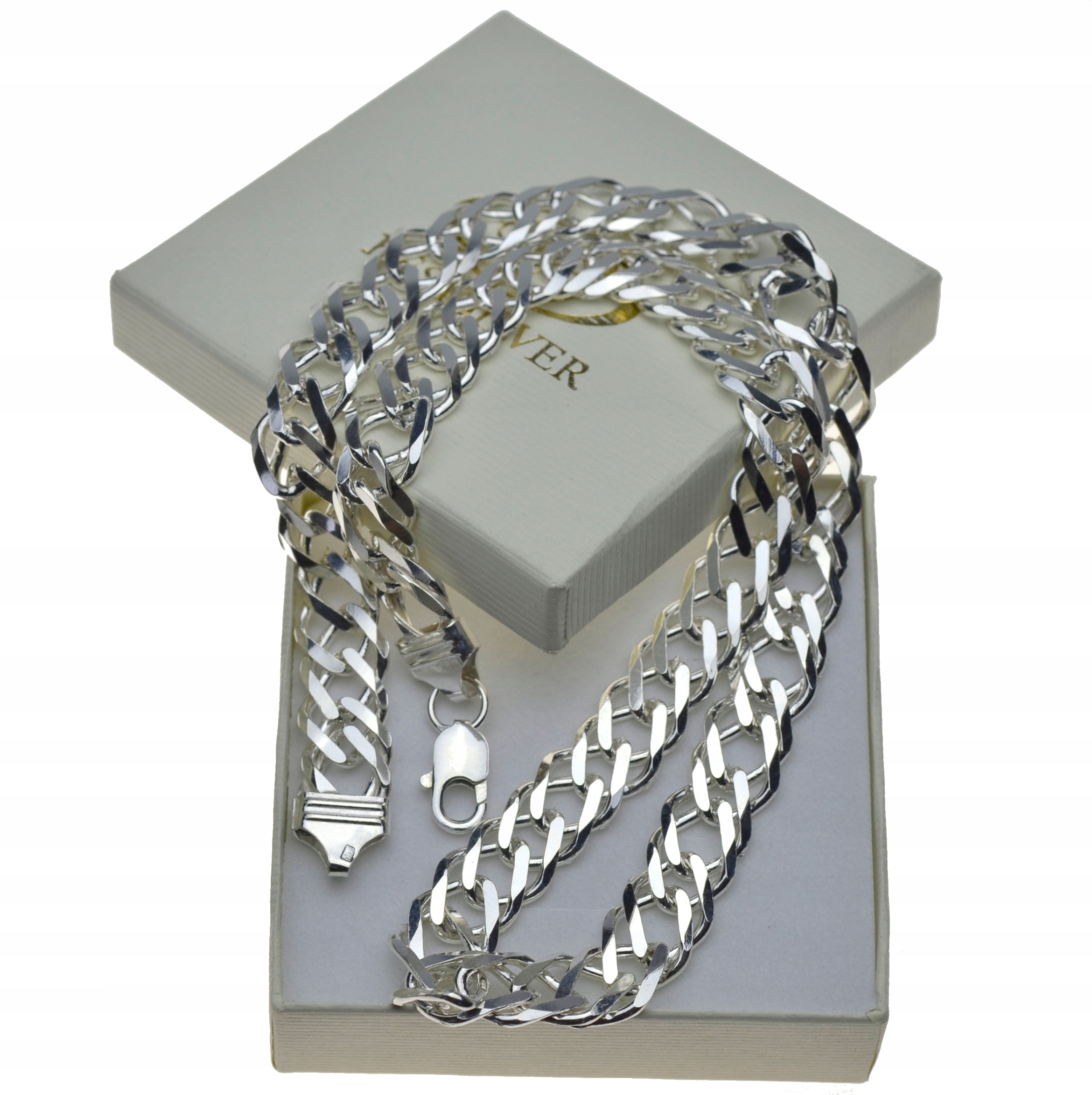Pánsky strieborný reťazec 60 cm Rhombo 12 mm striebro 925