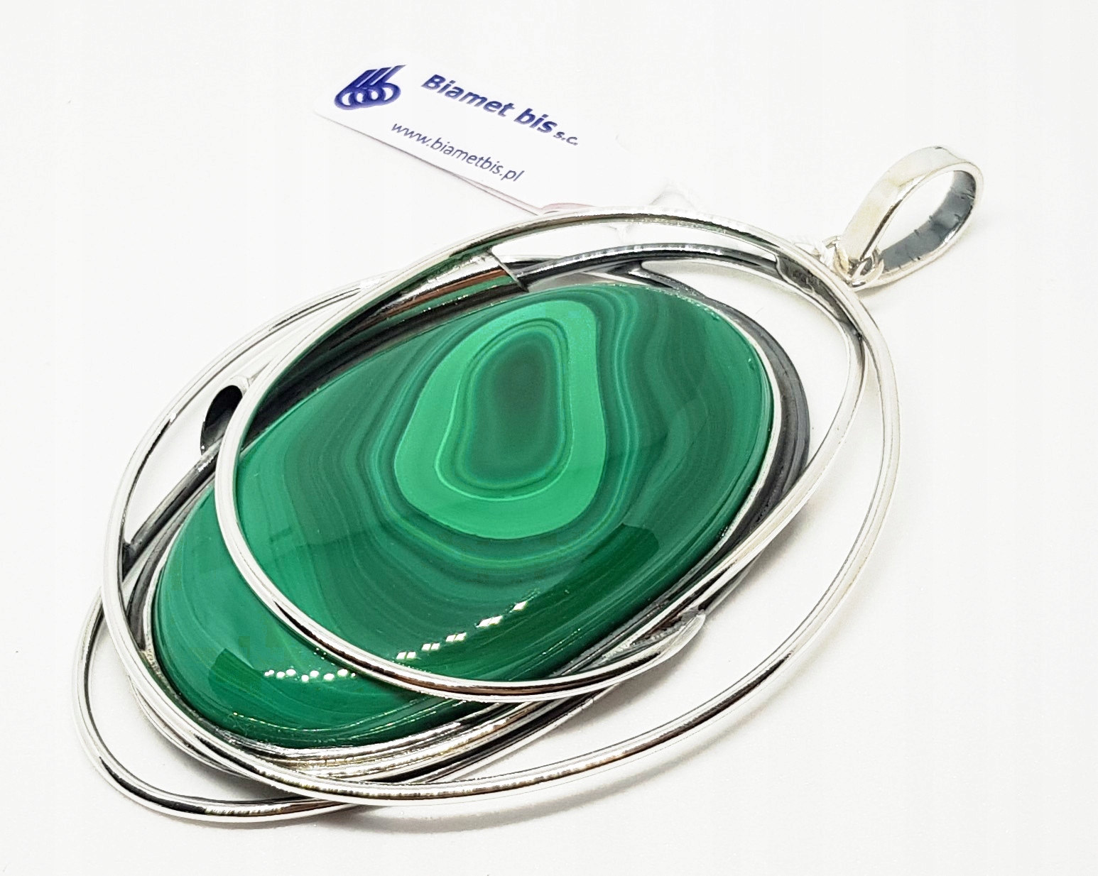 Malachit Silver Unique 46,7 Gram Oval Pendant