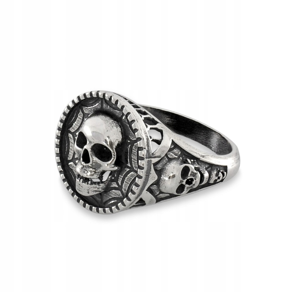 Masívne veľké Signeton Round Skull 925 + Gravírovanie