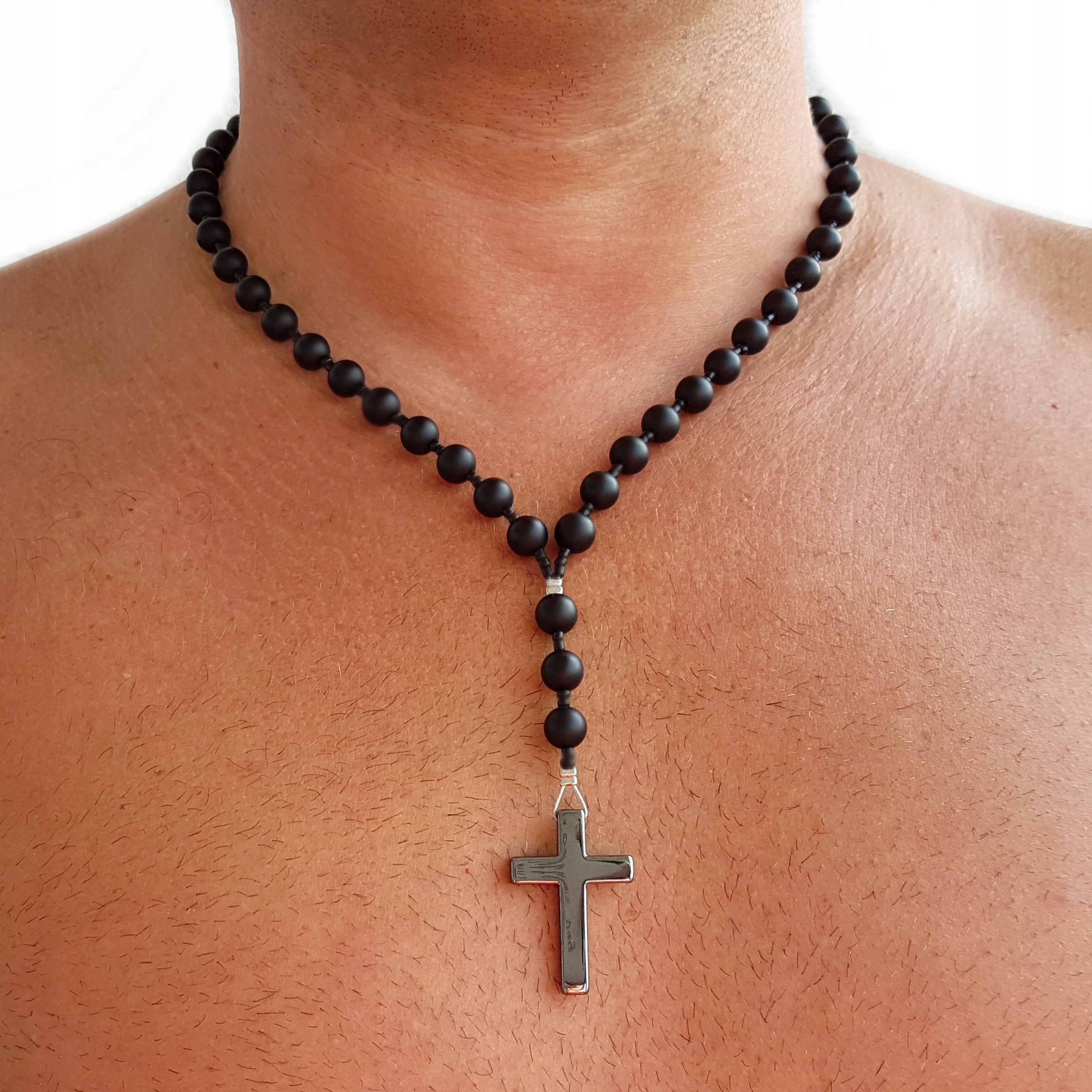 Mužský náhrdelník ruženec onyx matný hit 8 nových