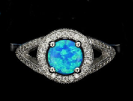 SILNÝ MODRÝ FIRE OPAL prsteň 925 strieborný