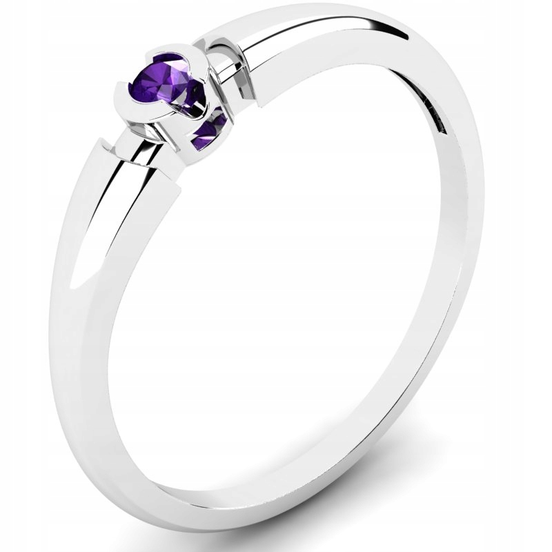 FASHIONABLE WHITE GOLD RING S AMETHYSTEMOM 0,04CT