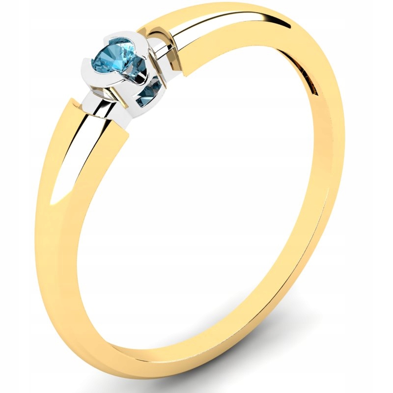 FASHIONABLE GOLD TOPAZ MODRÝ PRSTENEC