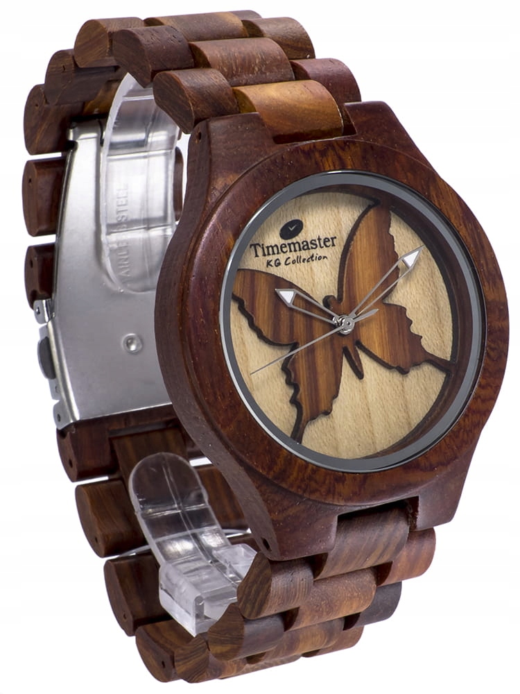 Unisex hodinky - Krásny drevený motýľ Timaster 218-02s 3 roky GW