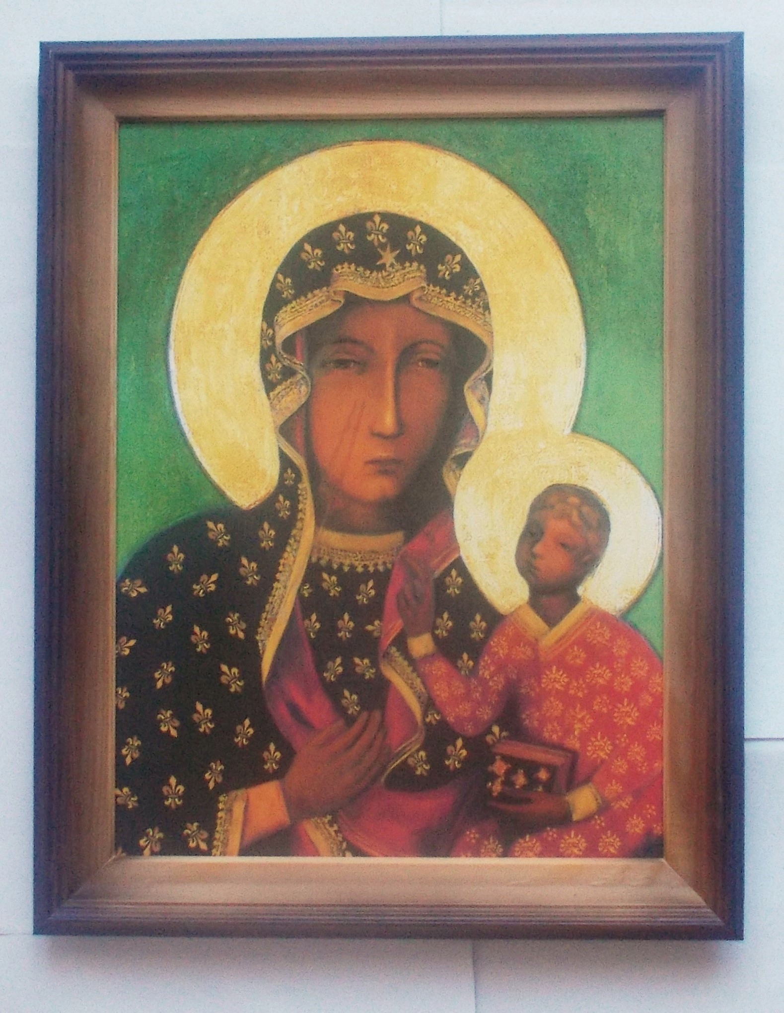 Panna Mária z Częstochowa obrazový rámec drevené ombre
