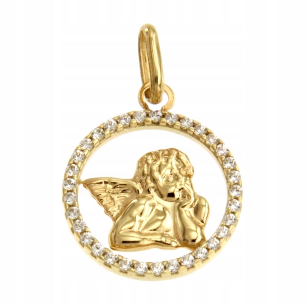Angel Medal v kruhu s zirkónmi 585