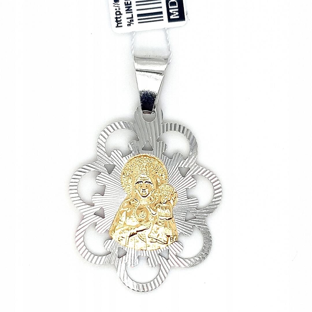 Medaila s Božou matkou, Gold -Plát 925 Openwork Test