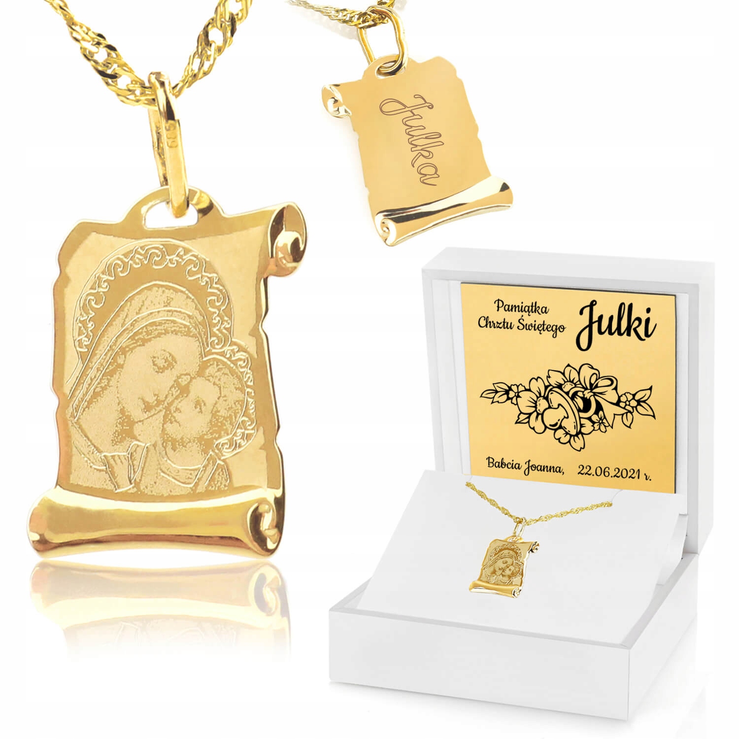Medail Gold 585 Reťazový krst Krste gravírovanie