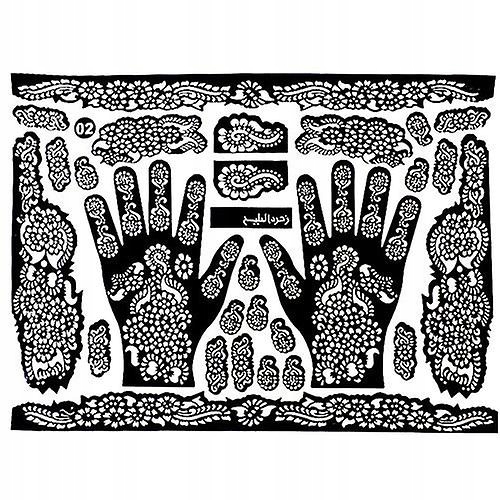 Tetovačky - Mehndi Body Painting India Flower Tattoo Stencil