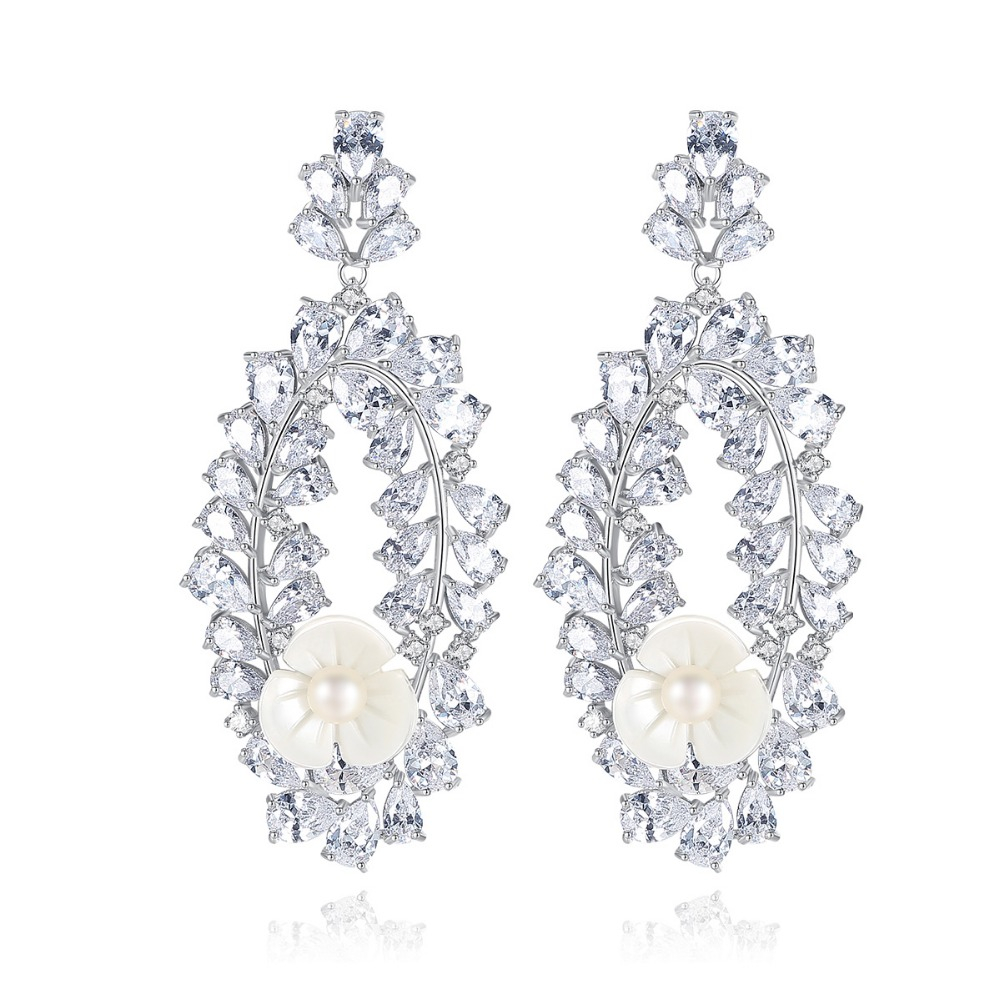 NASSARIUS ZLATÉ KVETINOVÉ NÁUŠNICE CRYSTAL 18K PERLA
