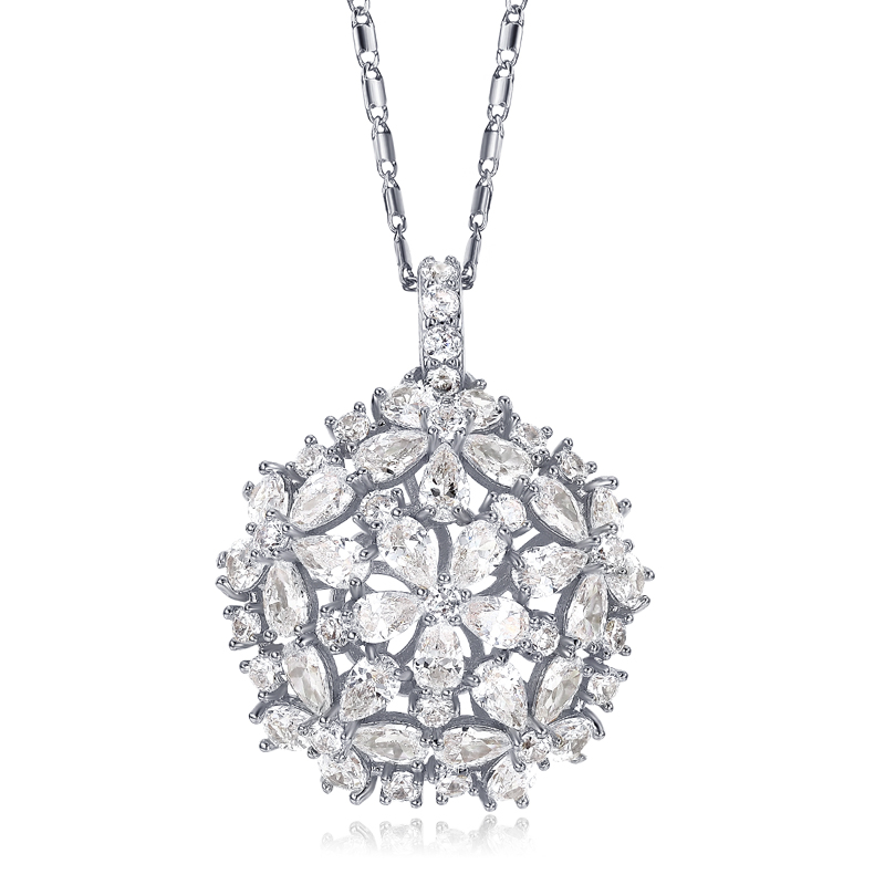 NASSARIUS SILVER KVETOVÝ NÁHRDELNÍK Swarovski