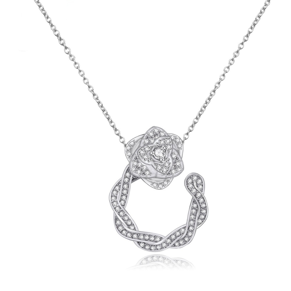 NASSARIUS NÁHRDELNÍK RUŽOVÝ KVET ZIRKÓNIA Swarovski